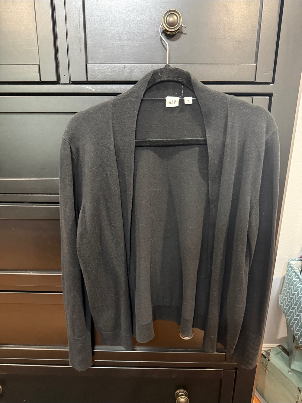 GAP Women's Black Open-Front Blazer-Style Cardigan